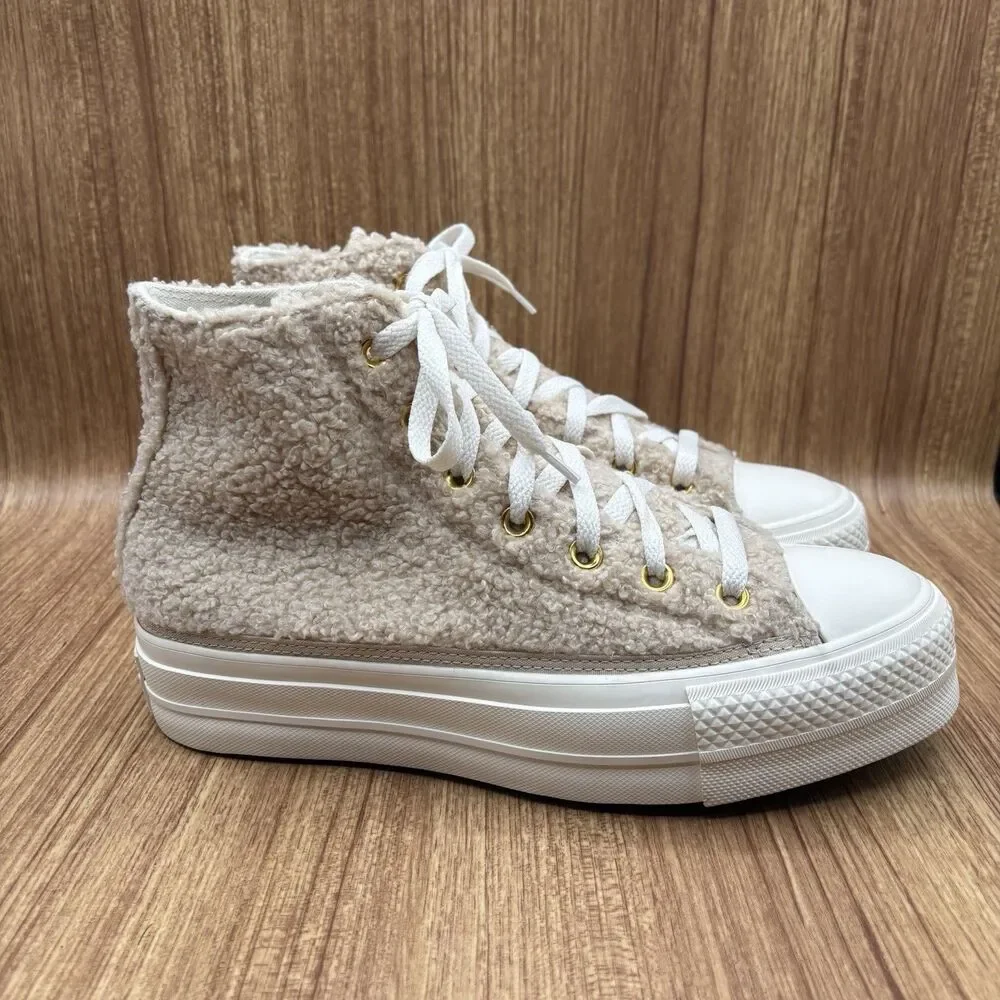 Converse Chuck Taylor All Star Platform High 'Cozy Club' Beige Sneaker Women 8.5